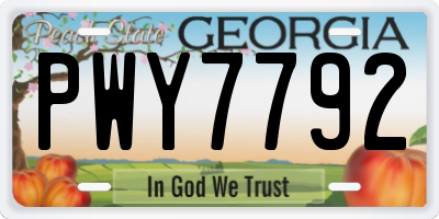 GA license plate PWY7792