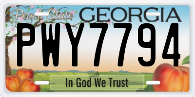 GA license plate PWY7794