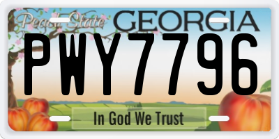 GA license plate PWY7796