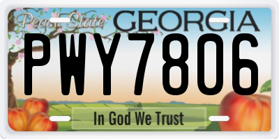 GA license plate PWY7806