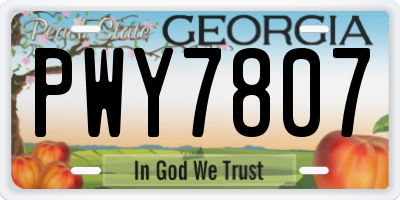GA license plate PWY7807