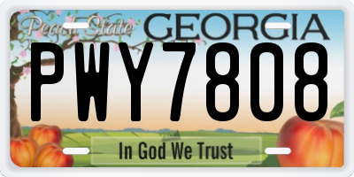 GA license plate PWY7808