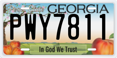 GA license plate PWY7811