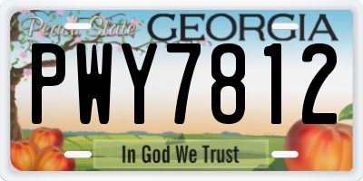 GA license plate PWY7812