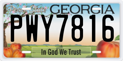 GA license plate PWY7816