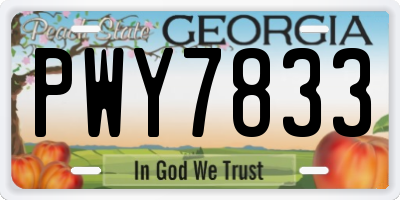 GA license plate PWY7833