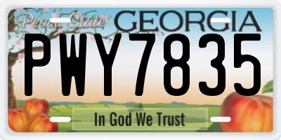 GA license plate PWY7835