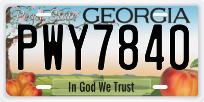 GA license plate PWY7840