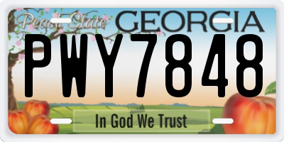 GA license plate PWY7848