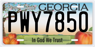 GA license plate PWY7850