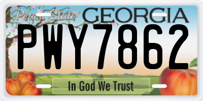 GA license plate PWY7862