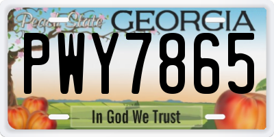 GA license plate PWY7865