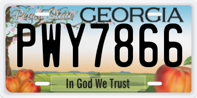GA license plate PWY7866