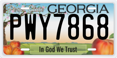 GA license plate PWY7868