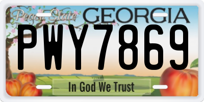 GA license plate PWY7869