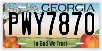 GA license plate PWY7870