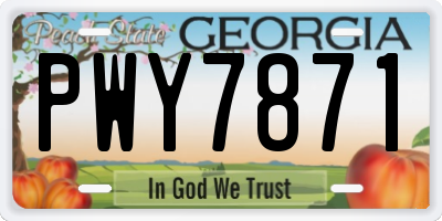 GA license plate PWY7871