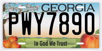 GA license plate PWY7890