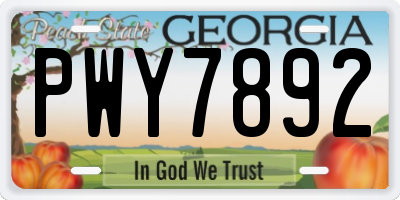 GA license plate PWY7892