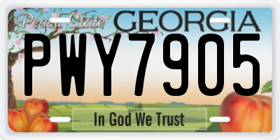 GA license plate PWY7905