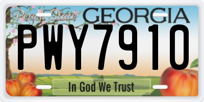 GA license plate PWY7910