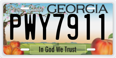 GA license plate PWY7911