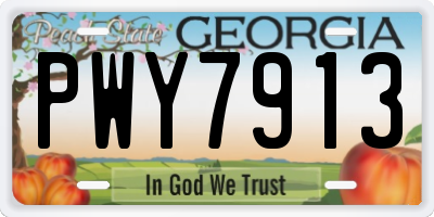 GA license plate PWY7913