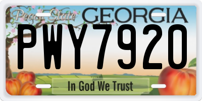 GA license plate PWY7920
