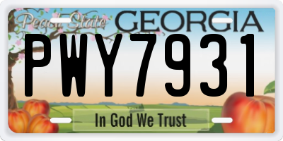 GA license plate PWY7931