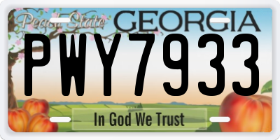 GA license plate PWY7933