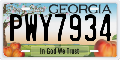 GA license plate PWY7934