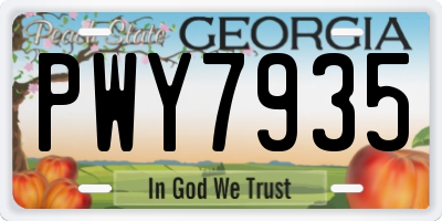 GA license plate PWY7935