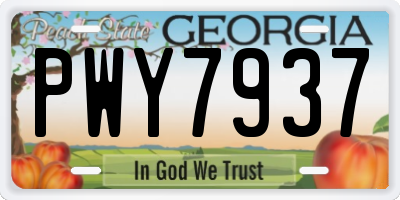 GA license plate PWY7937