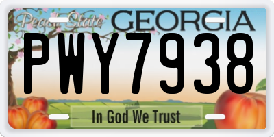 GA license plate PWY7938