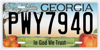 GA license plate PWY7940