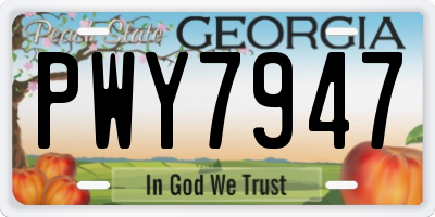 GA license plate PWY7947