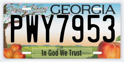 GA license plate PWY7953
