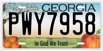 GA license plate PWY7958
