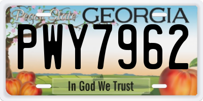 GA license plate PWY7962