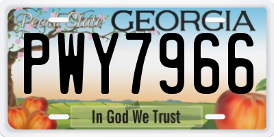 GA license plate PWY7966