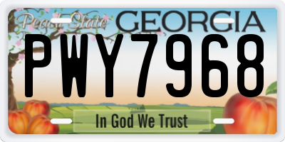 GA license plate PWY7968