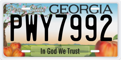 GA license plate PWY7992