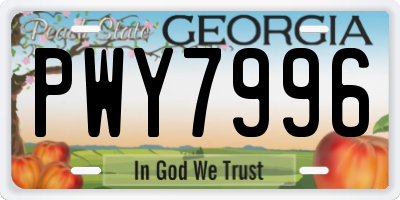 GA license plate PWY7996