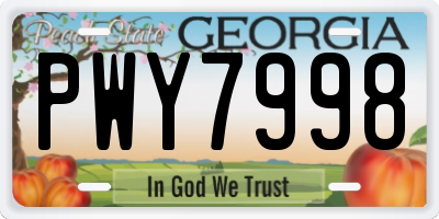 GA license plate PWY7998