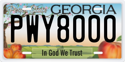 GA license plate PWY8000
