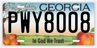 GA license plate PWY8008
