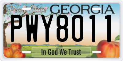 GA license plate PWY8011