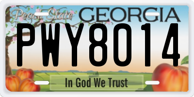 GA license plate PWY8014