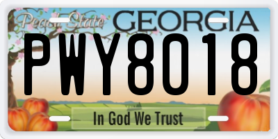 GA license plate PWY8018