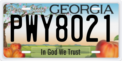 GA license plate PWY8021